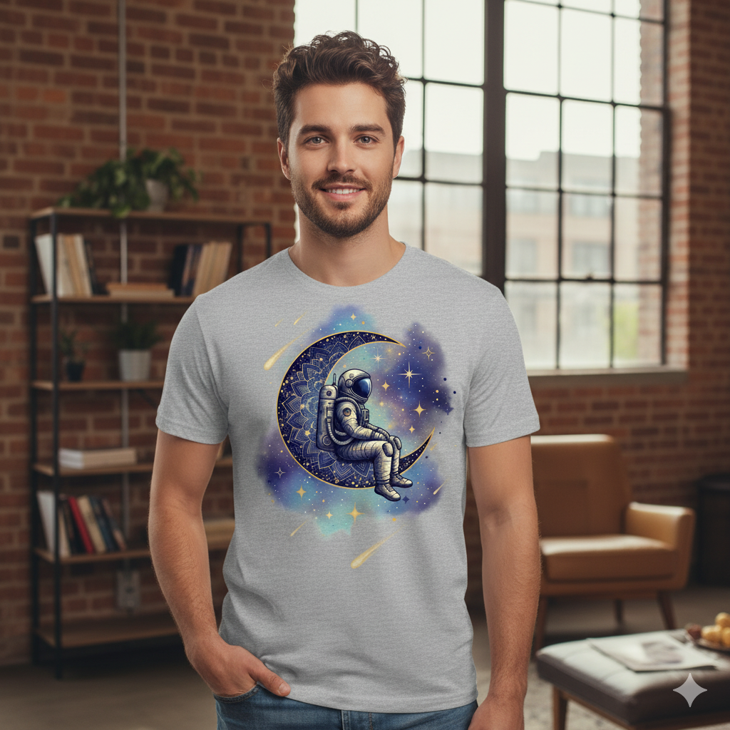 Astronaut on Moon T-Shirt – Cosmic Drifter Graphic Tee