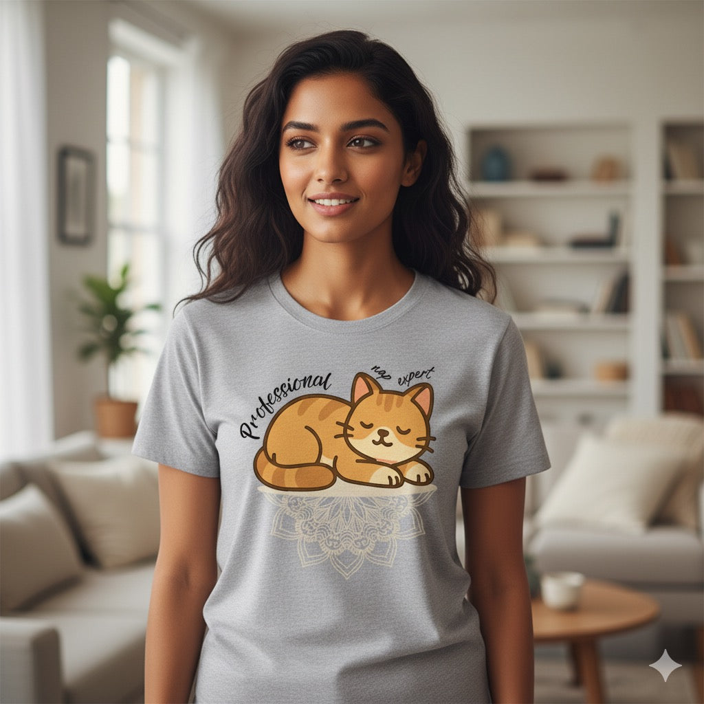 Professional Nap Expert Cat T-Shirt – Cute Graphic Tee for Cat Lovers
