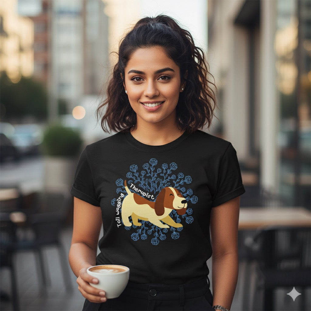 Tail-Wagging Therapist Dog T-Shirt – Cute Pet Lover Graphic Tee