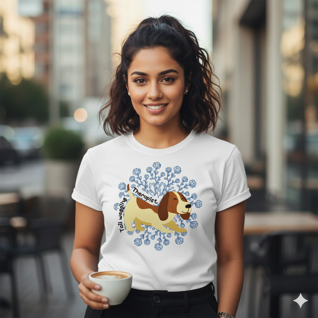 Tail-Wagging Therapist Dog T-Shirt – Cute Pet Lover Graphic Tee