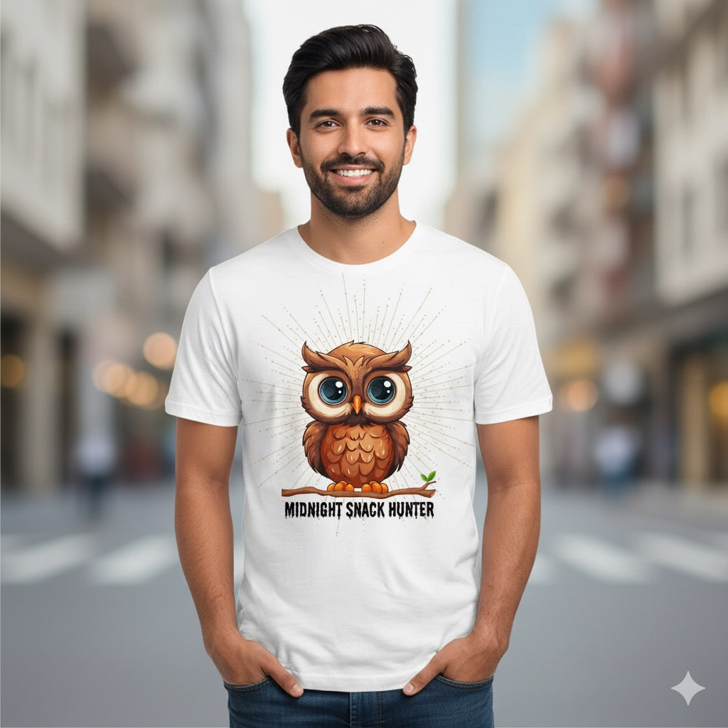 Midnight Snack Hunter Owl T-Shirt – Funny Nocturnal Graphic Tee