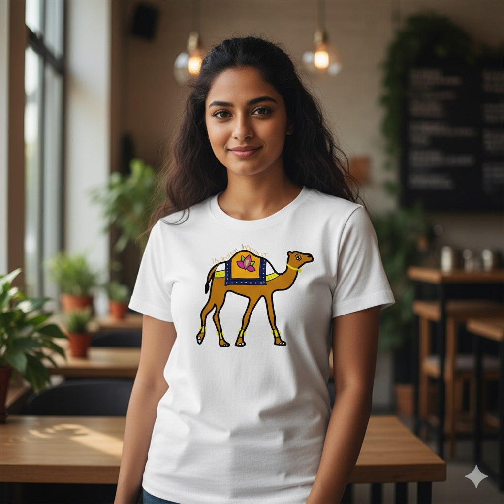 Rajasthani Camel Art T-Shirt – Traditional Folk Graphic Tee