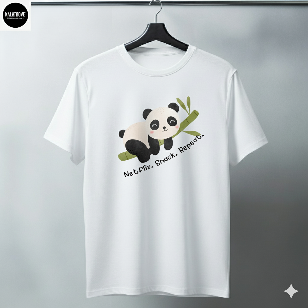 Netflix Snack Repeat Panda T-Shirt – Cute Lazy Day Graphic Tee