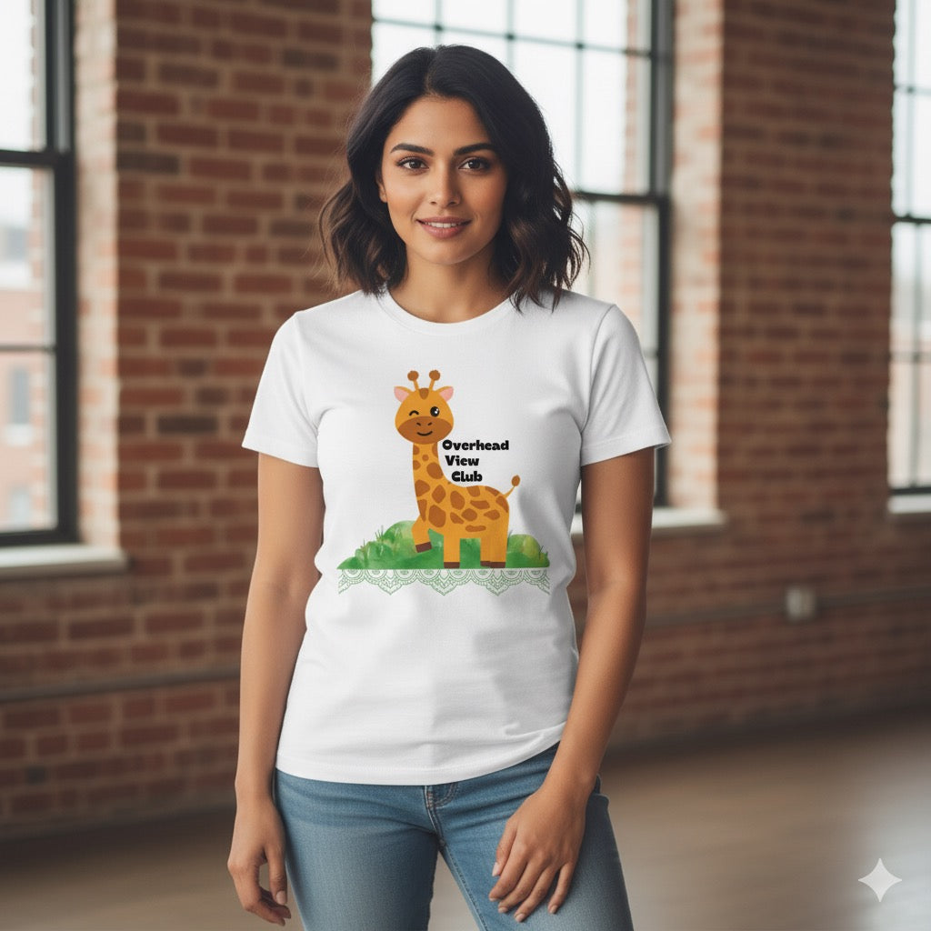 Overhead View Club Giraffe T-Shirt – Cute Animal Graphic Tee