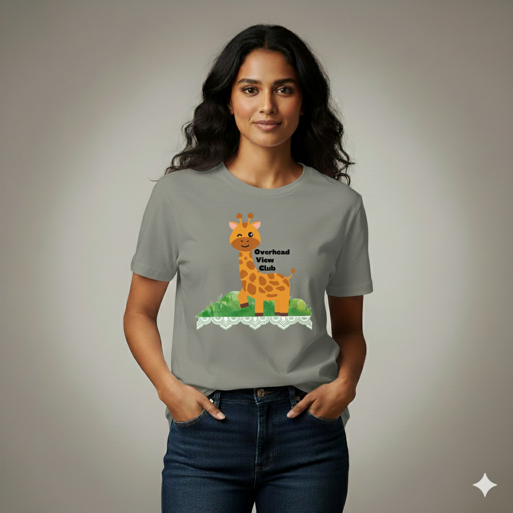 Overhead View Club Giraffe T-Shirt – Cute Animal Graphic Tee