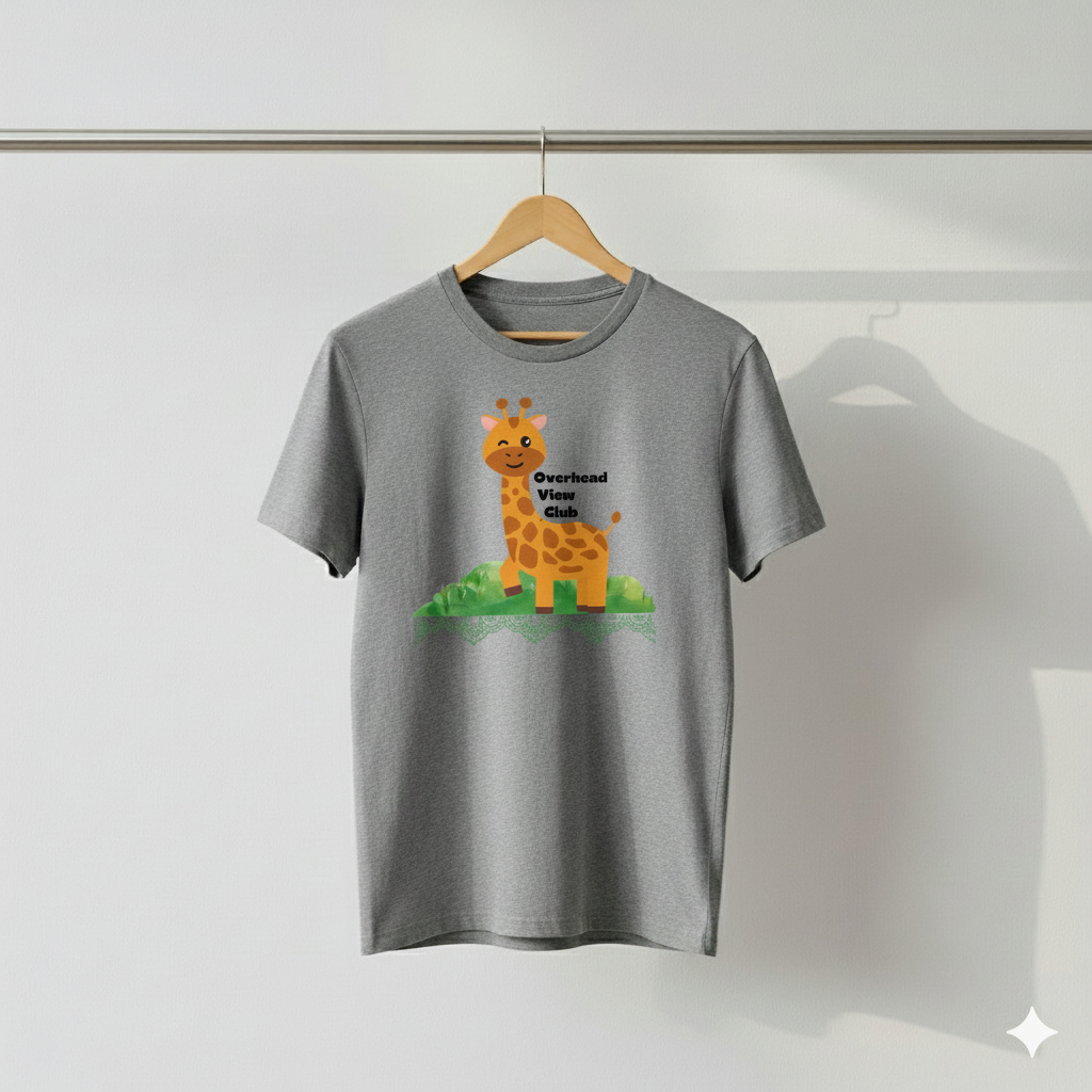 Overhead View Club Giraffe T-Shirt – Cute Animal Graphic Tee