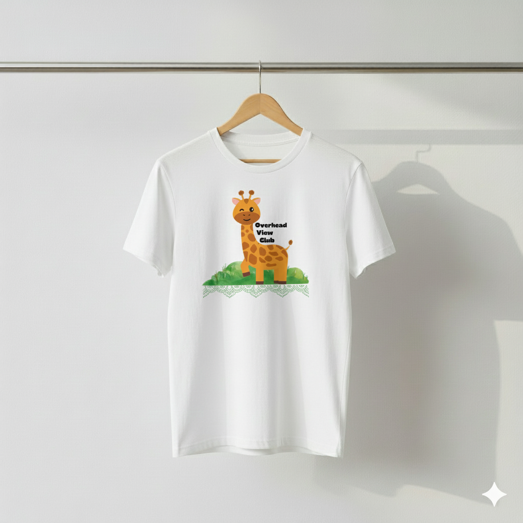 Overhead View Club Giraffe T-Shirt – Cute Animal Graphic Tee