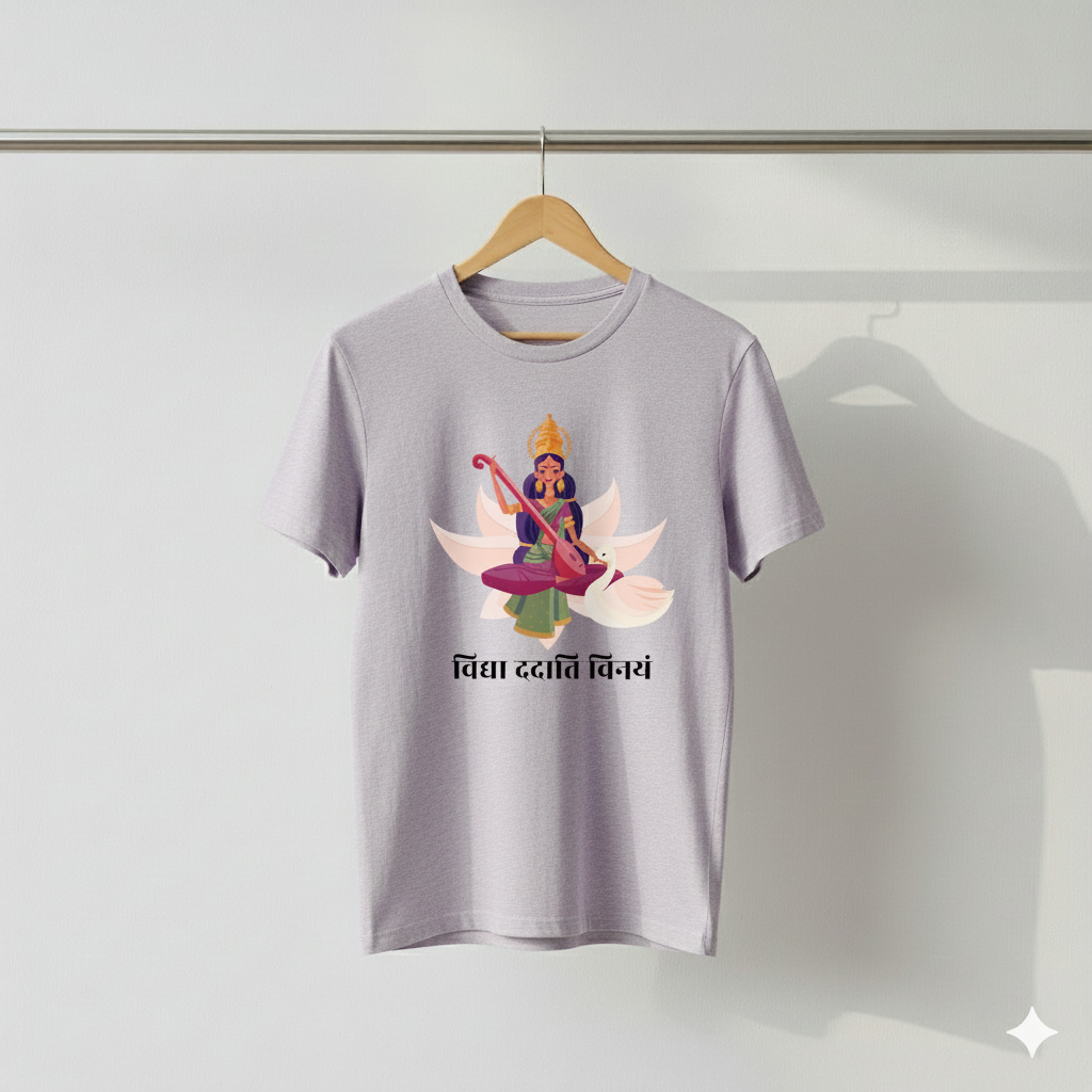 Vidhya Dadati Vinayam T-Shirt – Goddess Saraswati Spiritual Graphic Tee