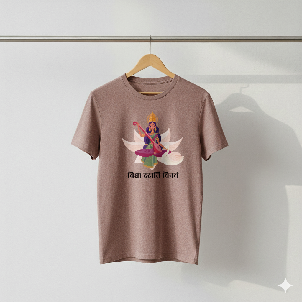 Vidhya Dadati Vinayam T-Shirt – Goddess Saraswati Spiritual Graphic Tee