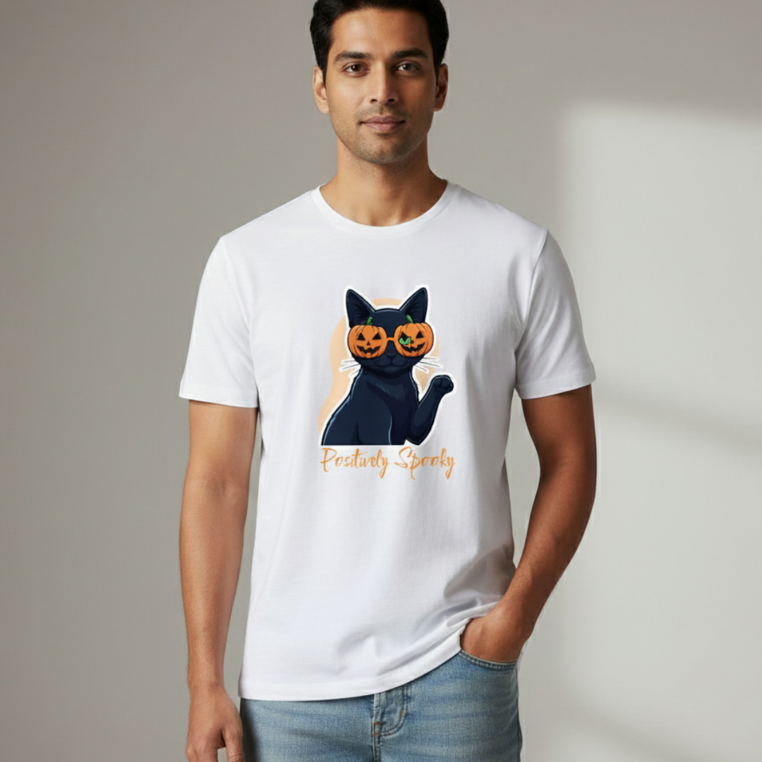 Pawsitively Spooky T-Shirt – Halloween Cat Graphic Tee