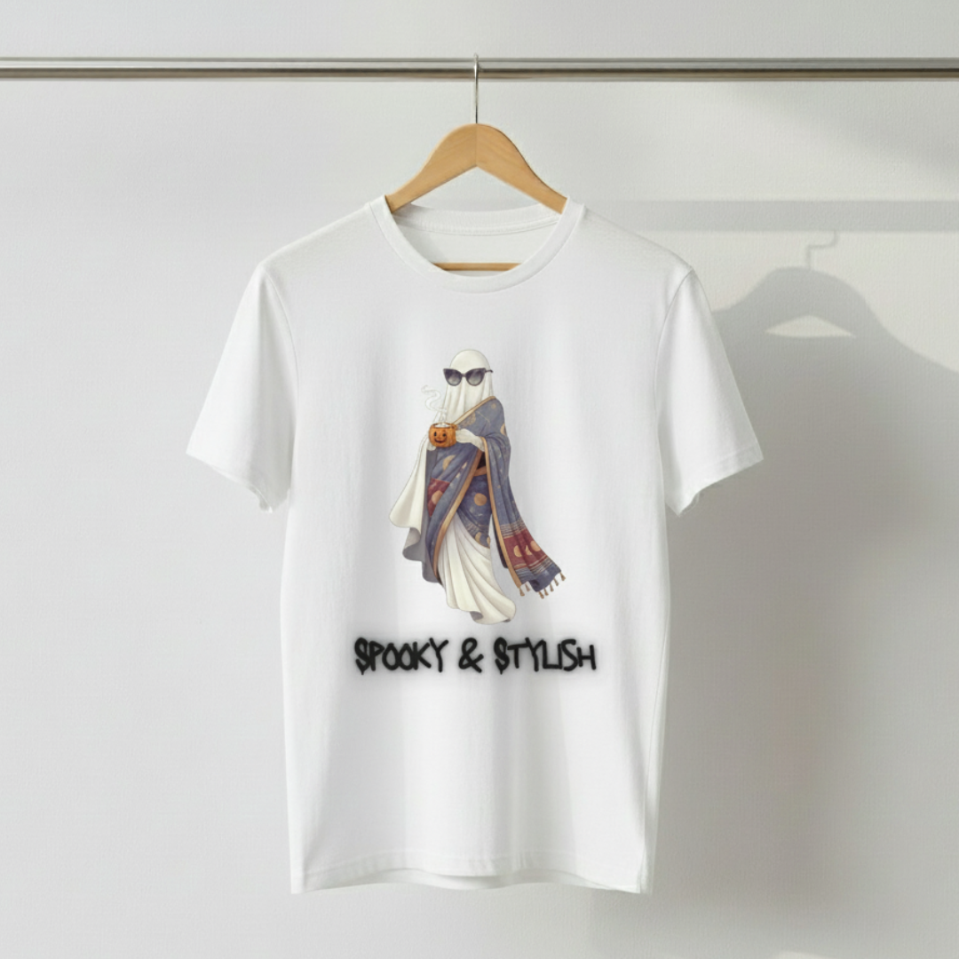 Spooky & Stylish T-Shirt – Trendy Ghost Halloween Graphic Tee