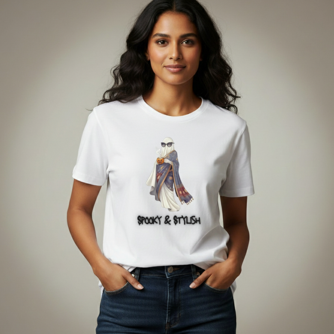 Spooky & Stylish T-Shirt – Trendy Ghost Halloween Graphic Tee