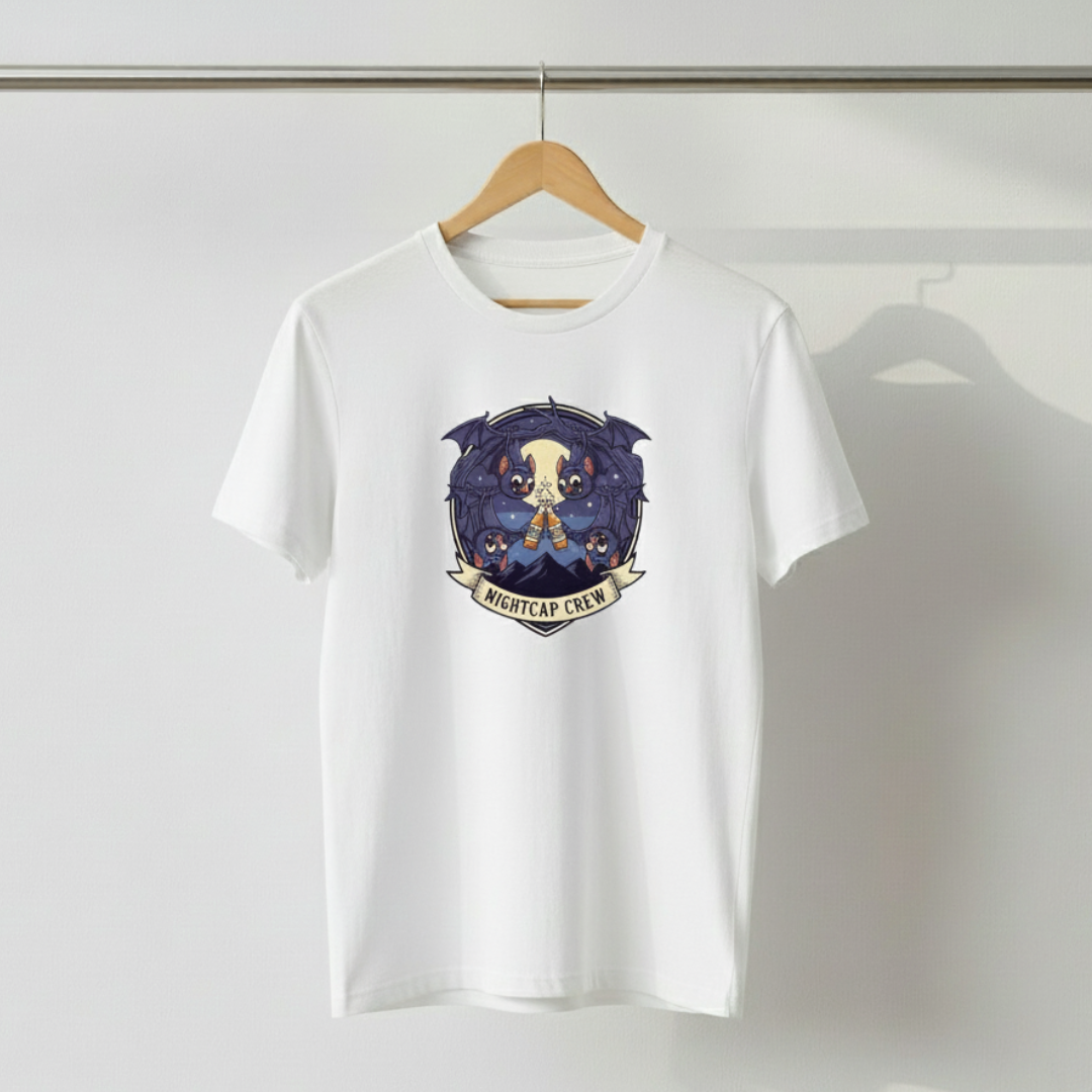 Nightcap Crew T-Shirt – Quirky Bat Lovers’ Halloween Tee
